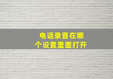 电话录音在哪个设置里面打开