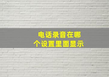 电话录音在哪个设置里面显示