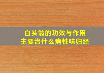 白头翁的功效与作用主要治什么病性味归经