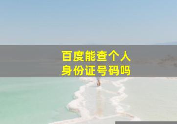 百度能查个人身份证号码吗