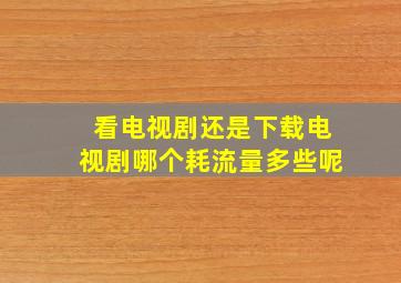 看电视剧还是下载电视剧哪个耗流量多些呢