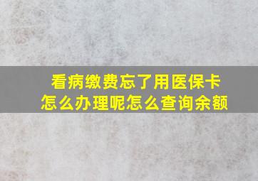 看病缴费忘了用医保卡怎么办理呢怎么查询余额