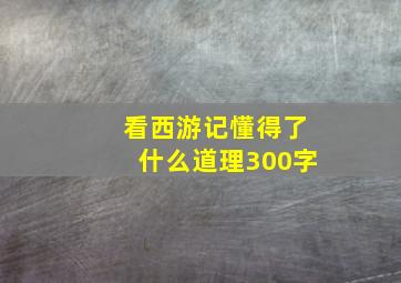 看西游记懂得了什么道理300字