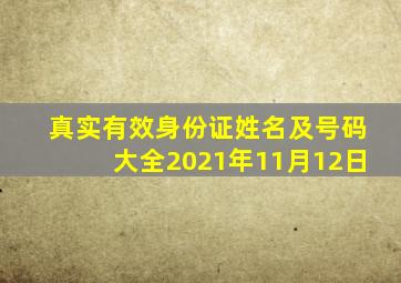 真实有效身份证姓名及号码大全2021年11月12日