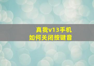 真我v13手机如何关闭按键音