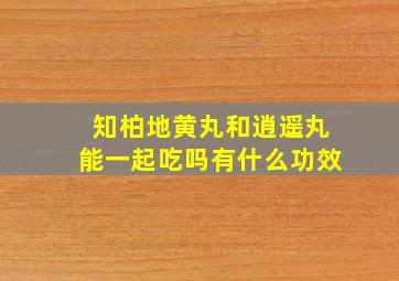 知柏地黄丸和逍遥丸能一起吃吗有什么功效