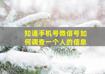 知道手机号微信号如何调查一个人的信息