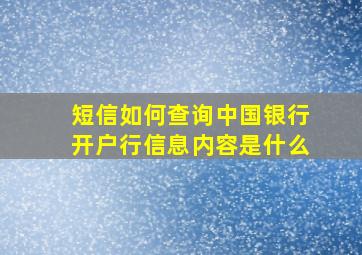 短信如何查询中国银行开户行信息内容是什么