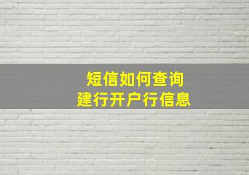 短信如何查询建行开户行信息