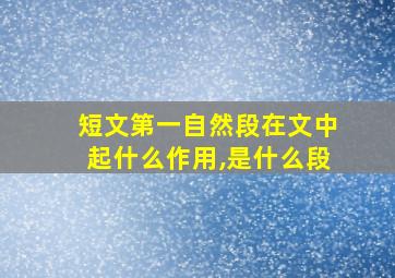 短文第一自然段在文中起什么作用,是什么段