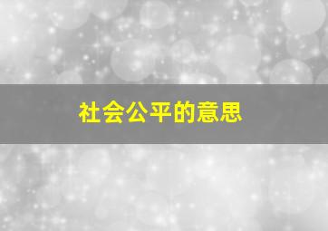 社会公平的意思