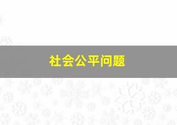 社会公平问题