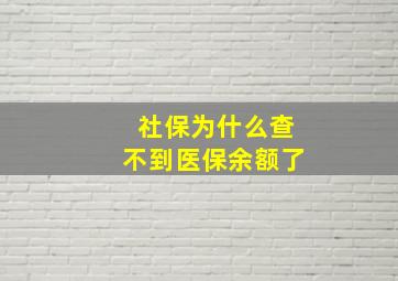 社保为什么查不到医保余额了