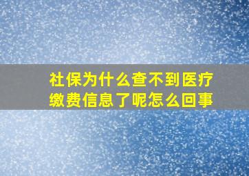 社保为什么查不到医疗缴费信息了呢怎么回事