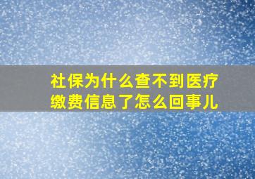 社保为什么查不到医疗缴费信息了怎么回事儿