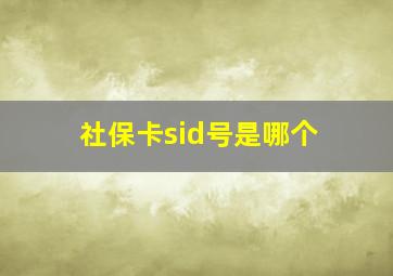 社保卡sid号是哪个