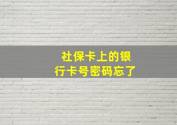 社保卡上的银行卡号密码忘了