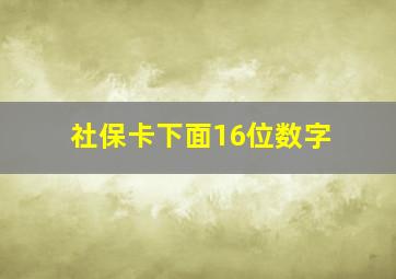 社保卡下面16位数字