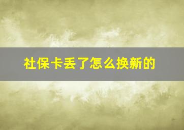 社保卡丢了怎么换新的