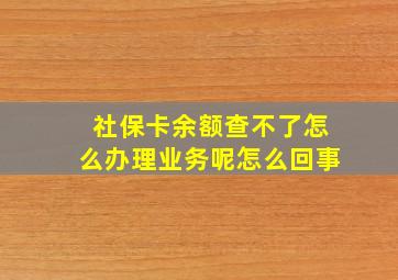 社保卡余额查不了怎么办理业务呢怎么回事