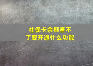 社保卡余额查不了要开通什么功能