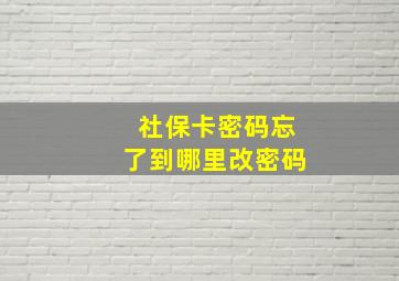 社保卡密码忘了到哪里改密码