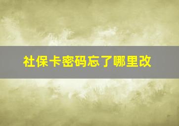 社保卡密码忘了哪里改