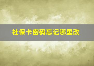 社保卡密码忘记哪里改