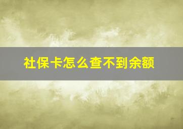 社保卡怎么查不到余额