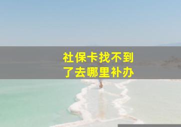 社保卡找不到了去哪里补办