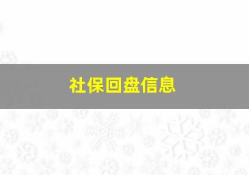 社保回盘信息