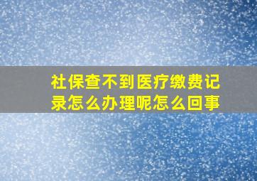 社保查不到医疗缴费记录怎么办理呢怎么回事