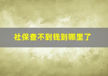 社保查不到钱到哪里了