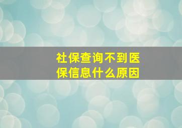 社保查询不到医保信息什么原因