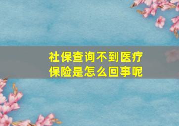 社保查询不到医疗保险是怎么回事呢