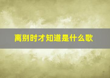 离别时才知道是什么歌