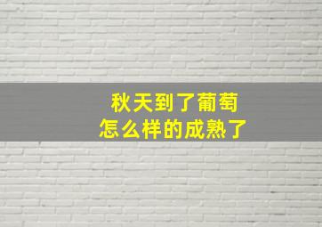 秋天到了葡萄怎么样的成熟了