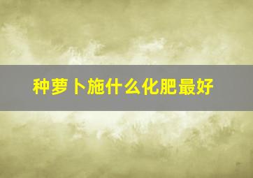 种萝卜施什么化肥最好