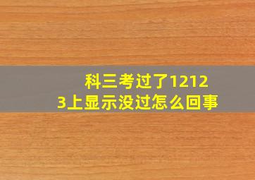 科三考过了12123上显示没过怎么回事