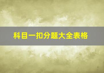 科目一扣分题大全表格