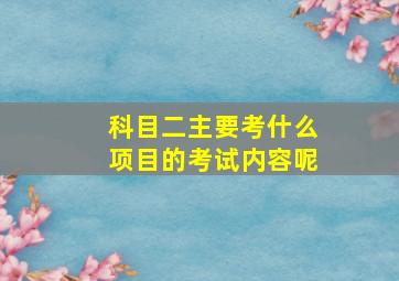 科目二主要考什么项目的考试内容呢