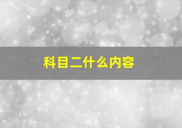 科目二什么内容