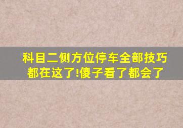 科目二侧方位停车全部技巧都在这了!傻子看了都会了