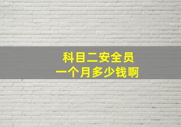 科目二安全员一个月多少钱啊