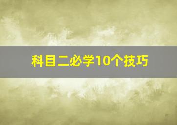 科目二必学10个技巧