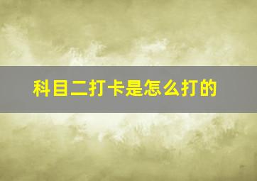 科目二打卡是怎么打的