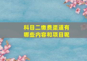 科目二缴费渠道有哪些内容和项目呢