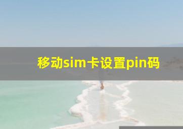 移动sim卡设置pin码