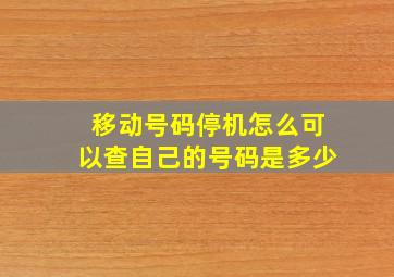 移动号码停机怎么可以查自己的号码是多少