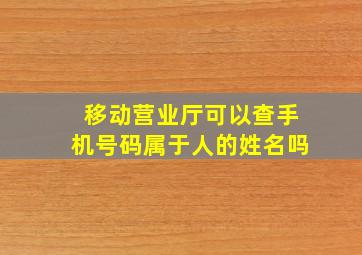 移动营业厅可以查手机号码属于人的姓名吗